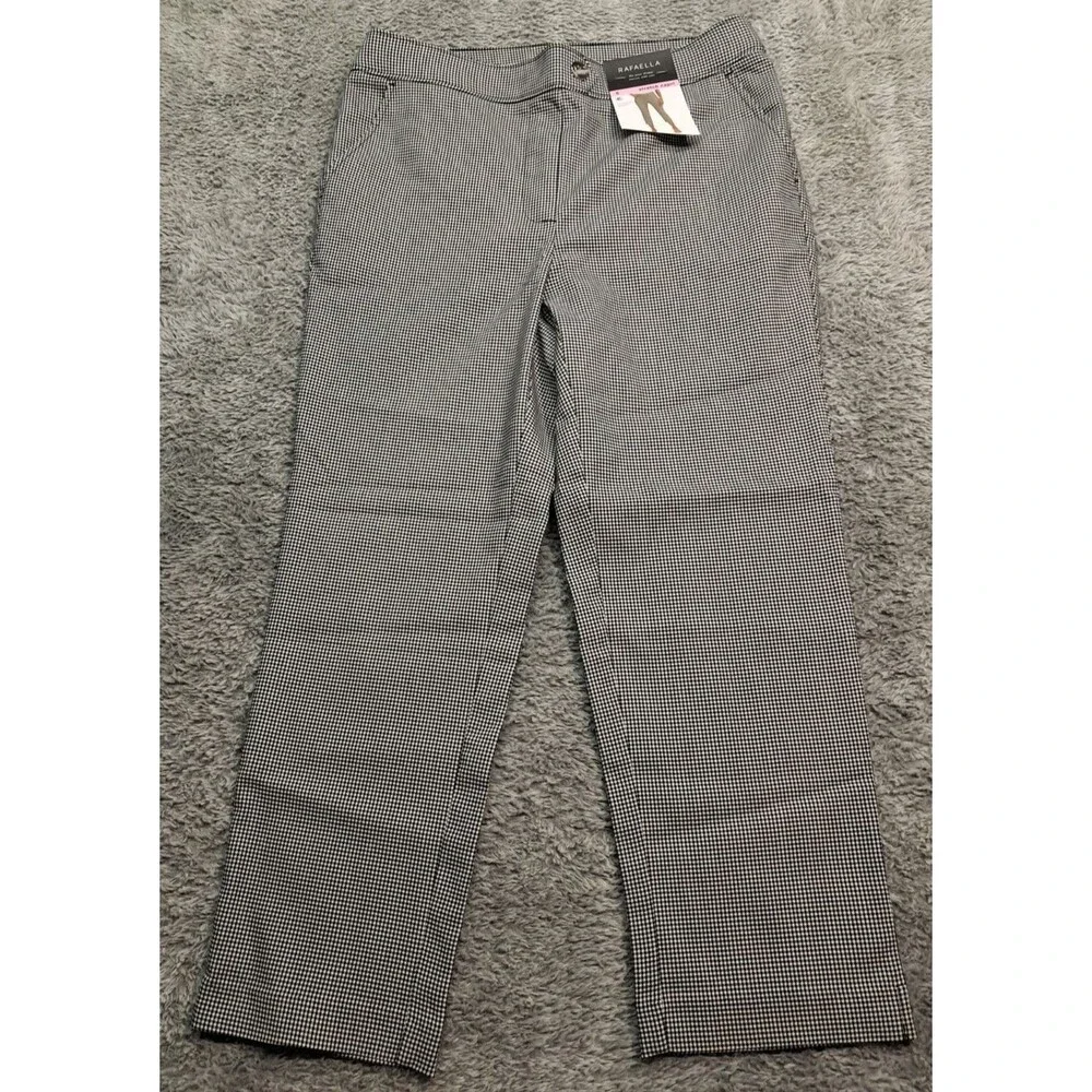 New Rafaella Capri Pants Womens 6 Pull On Elastic Comfort Waist Stretch Checked